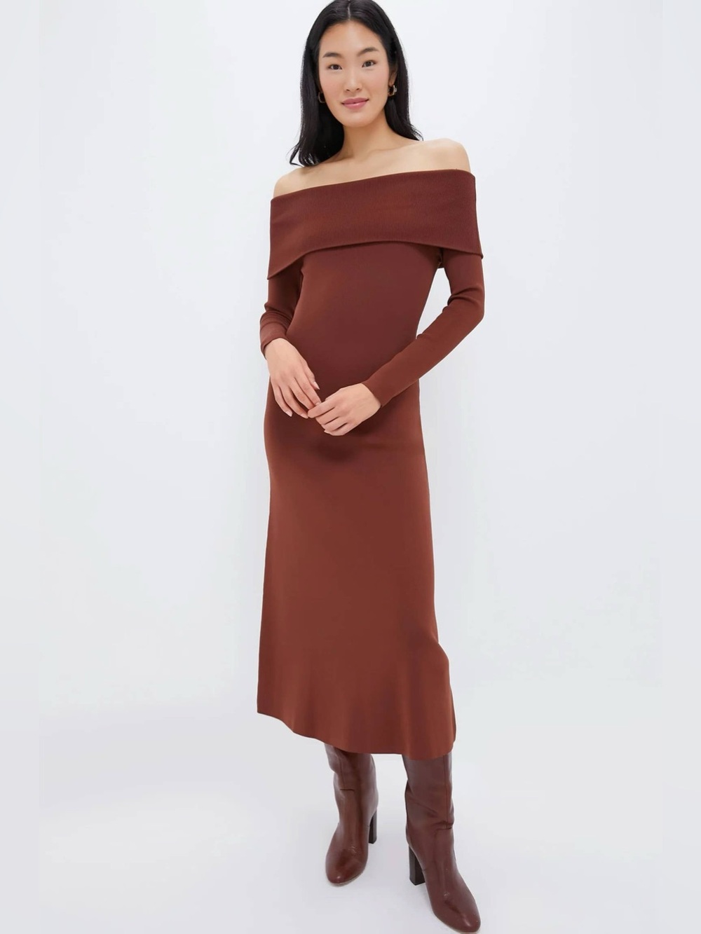 Tuckernuck Hyacinth House Adrianna Midi Dress Off The Shoulder Size Small Knit 1